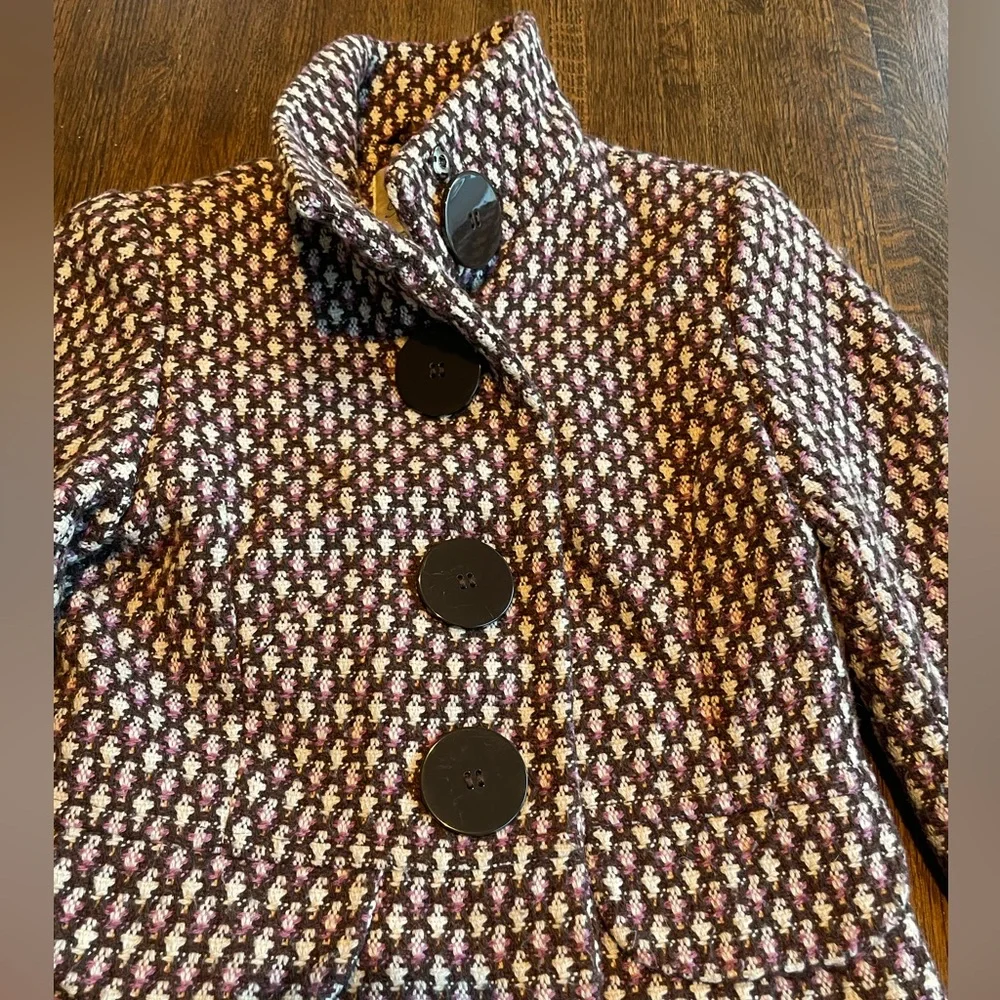 Urban Behavior Wool Peacoat Cream Brown Purple Classic Preppy size xs